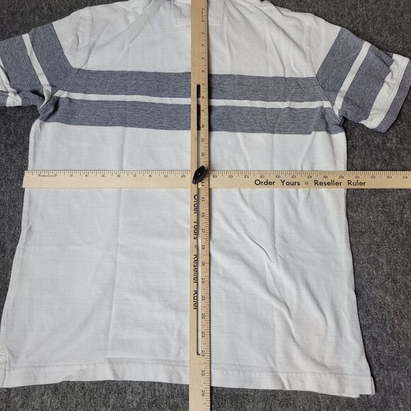 Banana Republic Men's Polo Shirt Size L Elephant Logo Short Sleeve Gray White - Picture 7 of 11